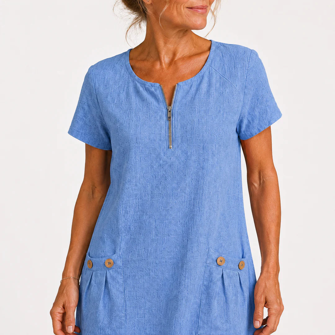 Eliana - Robe décontractée en coton et lin