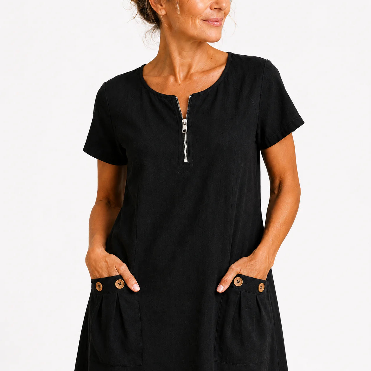 Eliana - Robe décontractée en coton et lin