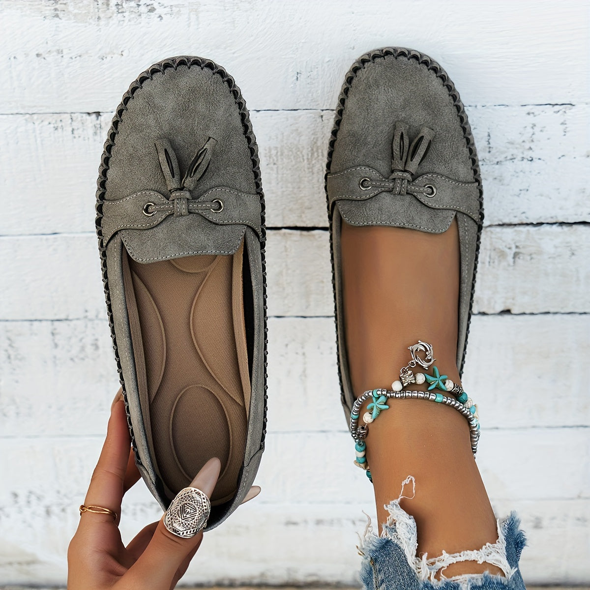 Nadine – Mocassins Classiques avec Détail à Pampilles