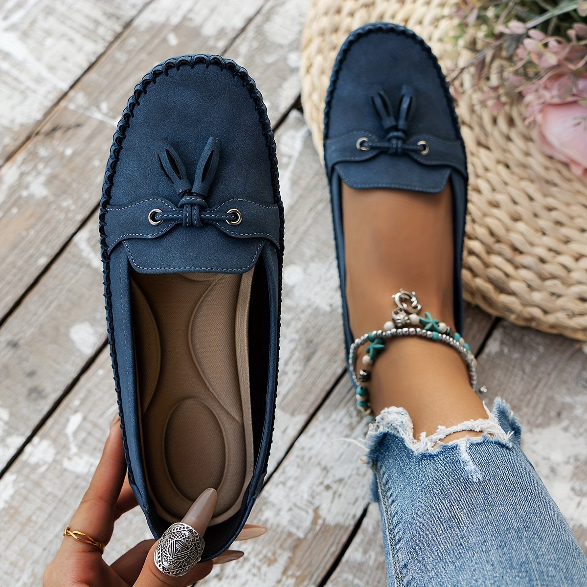 Nadine – Mocassins Classiques avec Détail à Pampilles