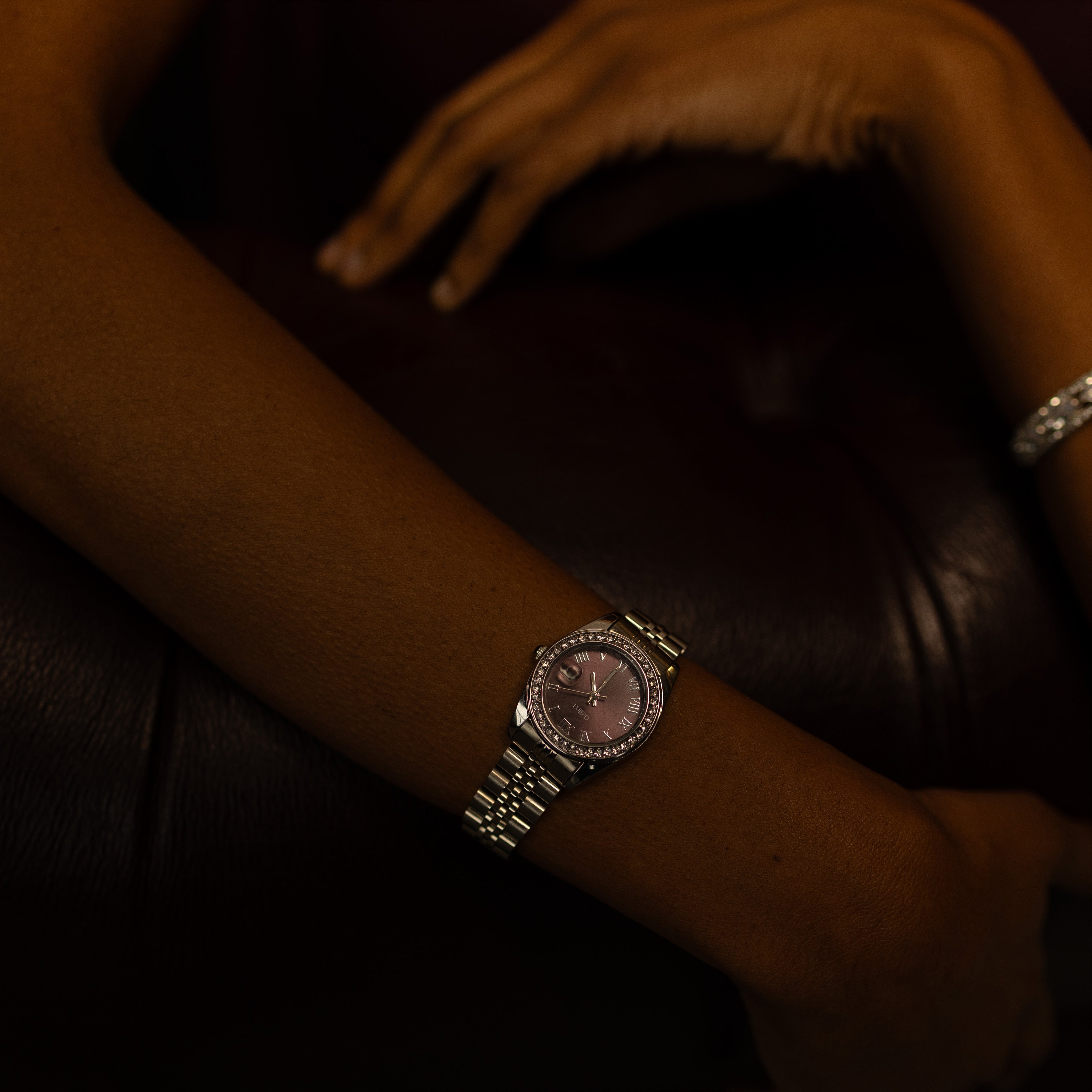Uhr Luna – Silber Diamant Pflaume