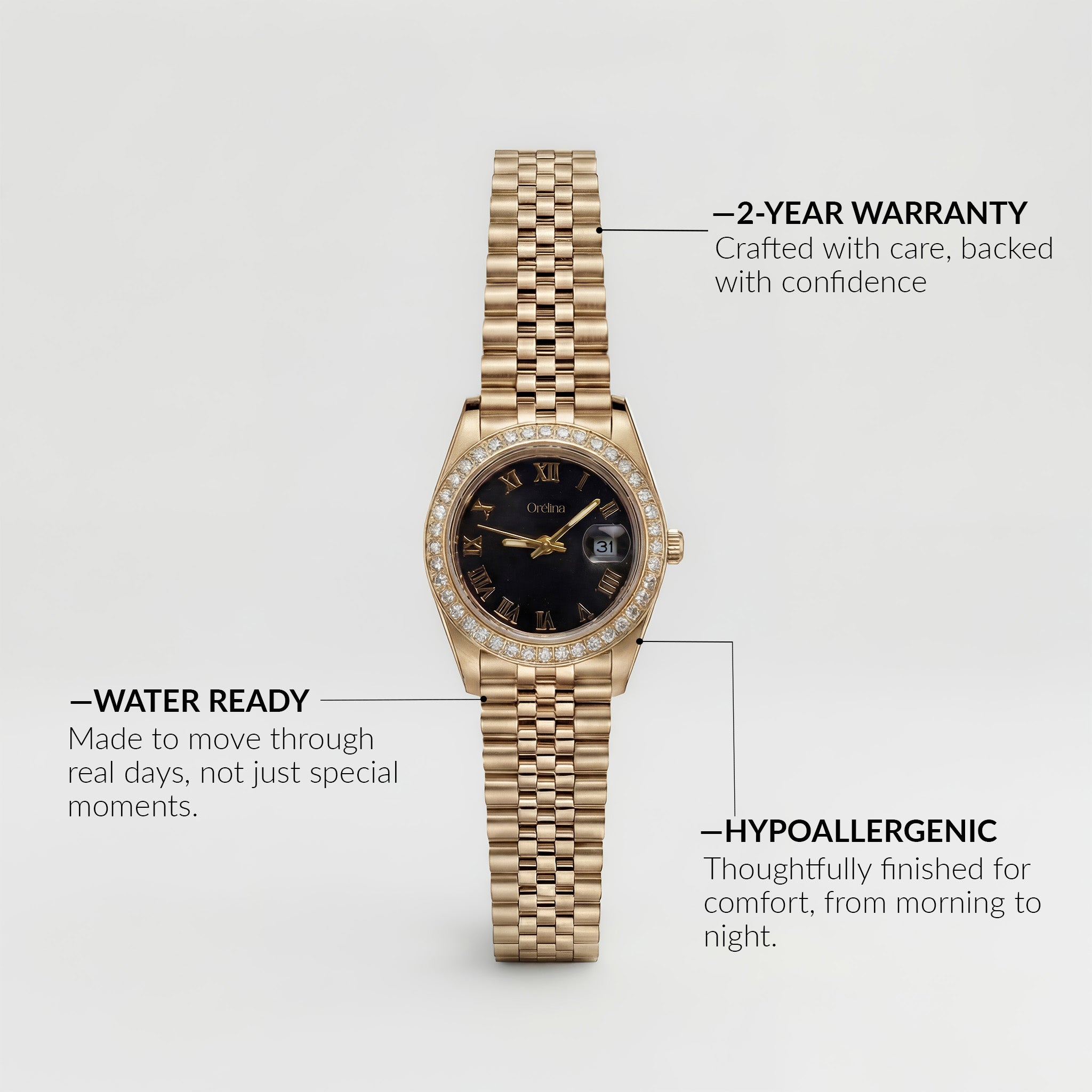 Montre Luna – Or Diamant Noir