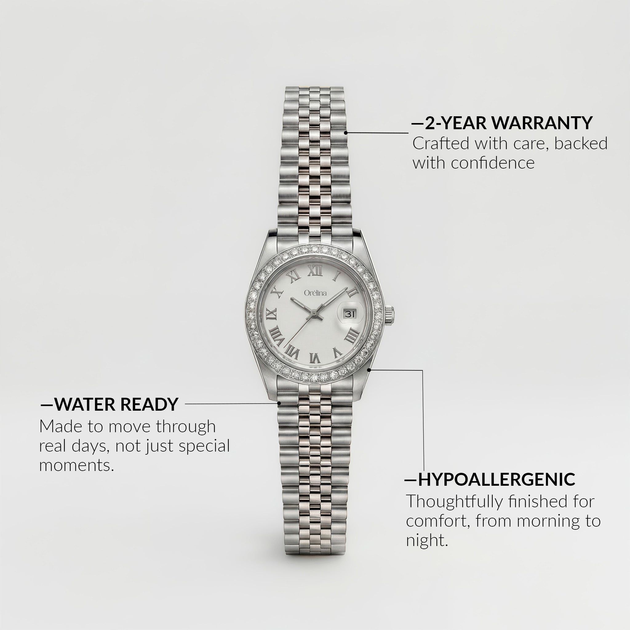 Luna Uhr – Weißgold Diamant