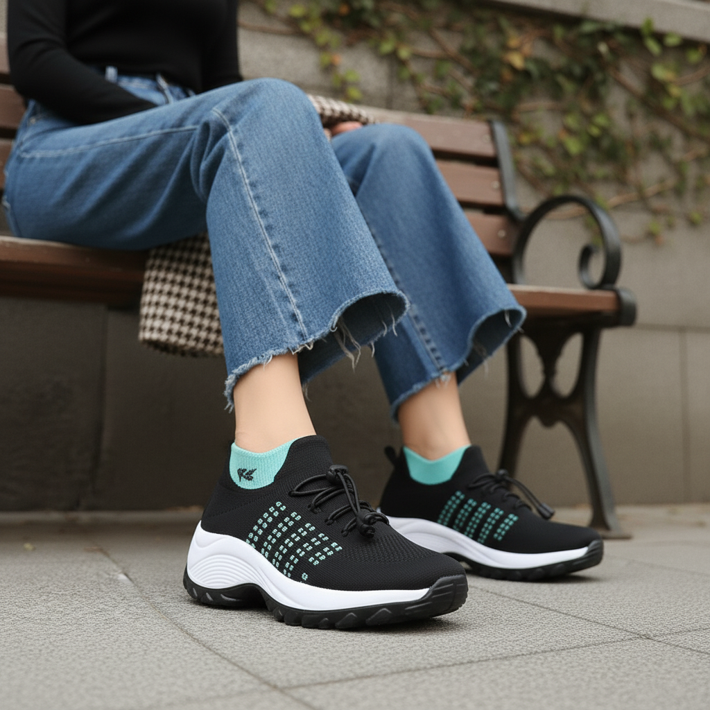 Ambulo Chaussures Orthopédiques Tissu Tricoté - Vert Noir