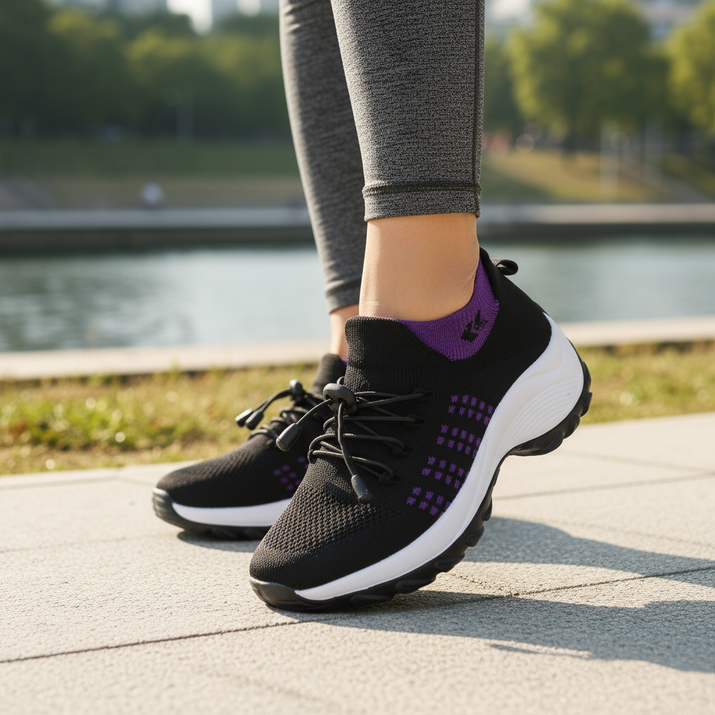 Ambulo Chaussures Orthopédiques Tissu Tricoté - Violet Noir