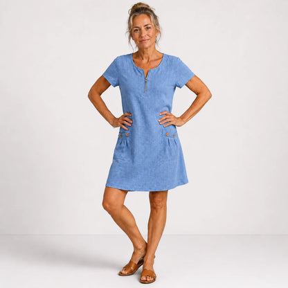 Eliana - Robe décontractée en coton et lin