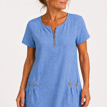 Eliana - Robe décontractée en coton et lin