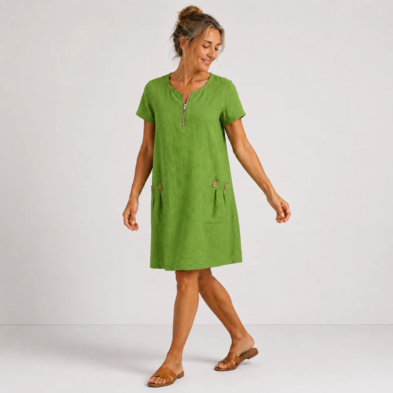 Eliana - Robe décontractée en coton et lin