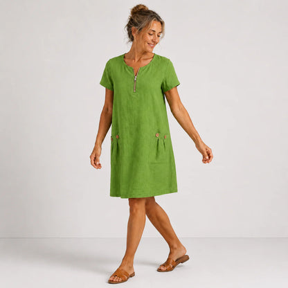 Eliana - Robe décontractée en coton et lin