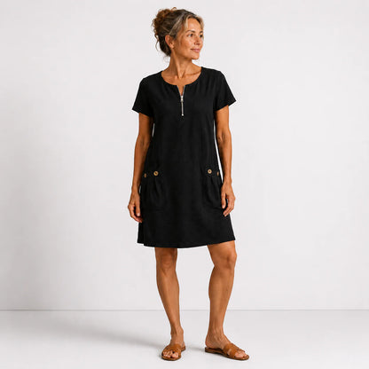 Eliana - Robe décontractée en coton et lin