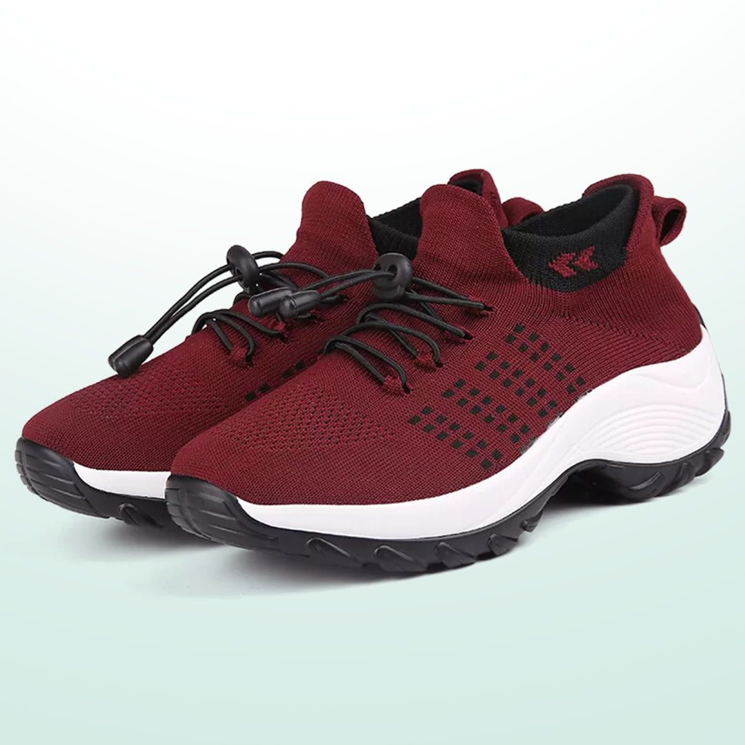 Ambulo Chaussures Orthopédiques Tissu Tricoté - Noir Rouge