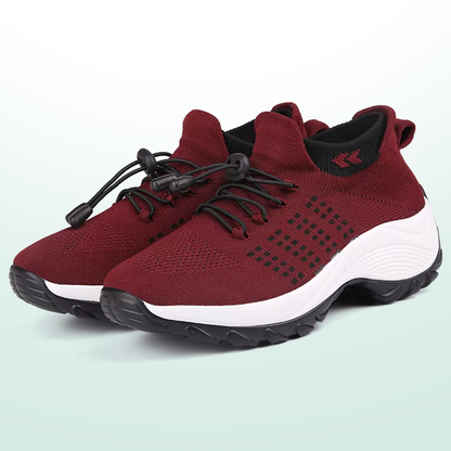 Ambulo Chaussures Orthopédiques Tissu Tricoté - Noir Rouge