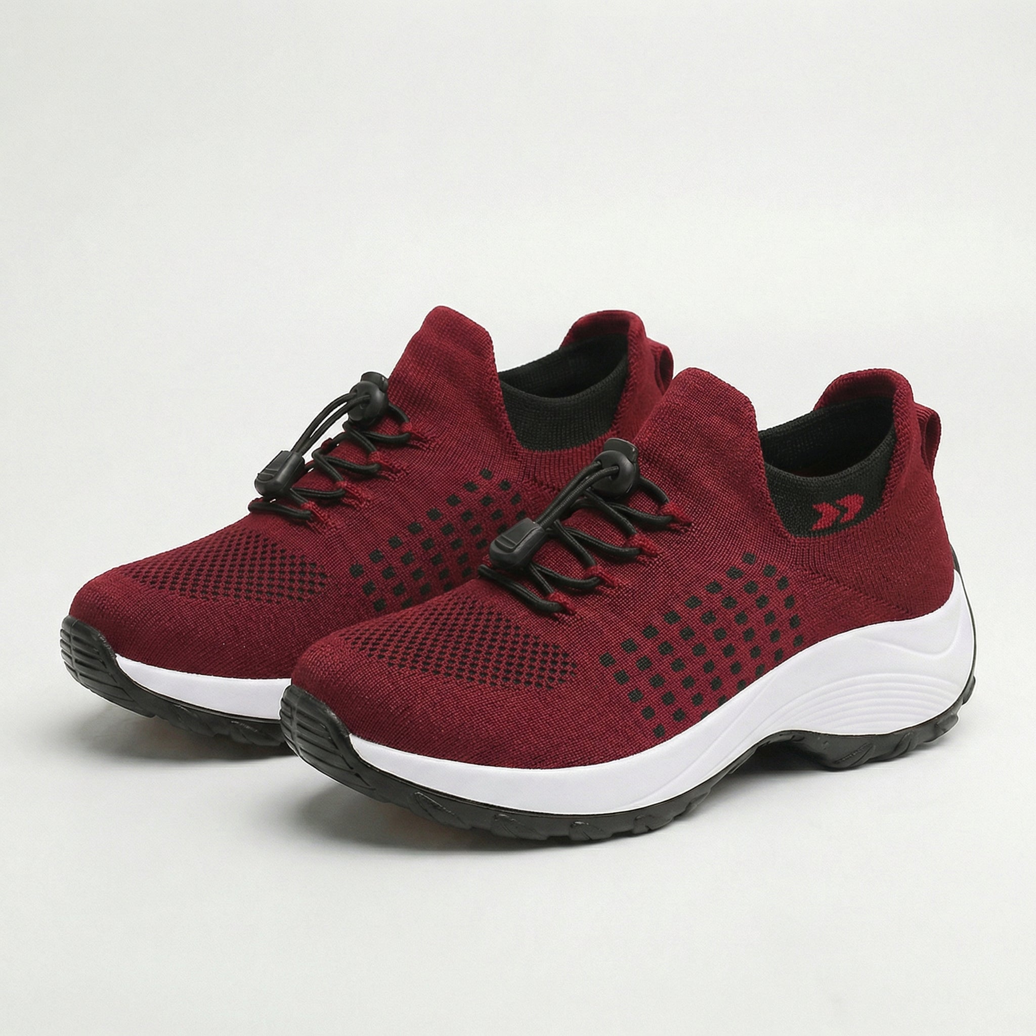 Ambulo Chaussures Orthopédiques Tissu Tricoté - Noir Rouge