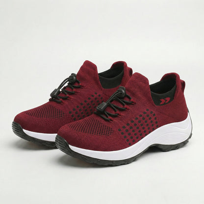 Ambulo Chaussures Orthopédiques Tissu Tricoté - Noir Rouge