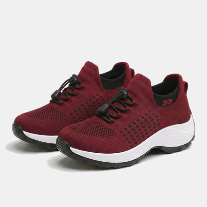 Ambulo Chaussures Orthopédiques Tissu Tricoté - Noir Rouge