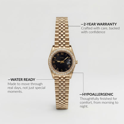 Montre Luna – Or Diamant Noir