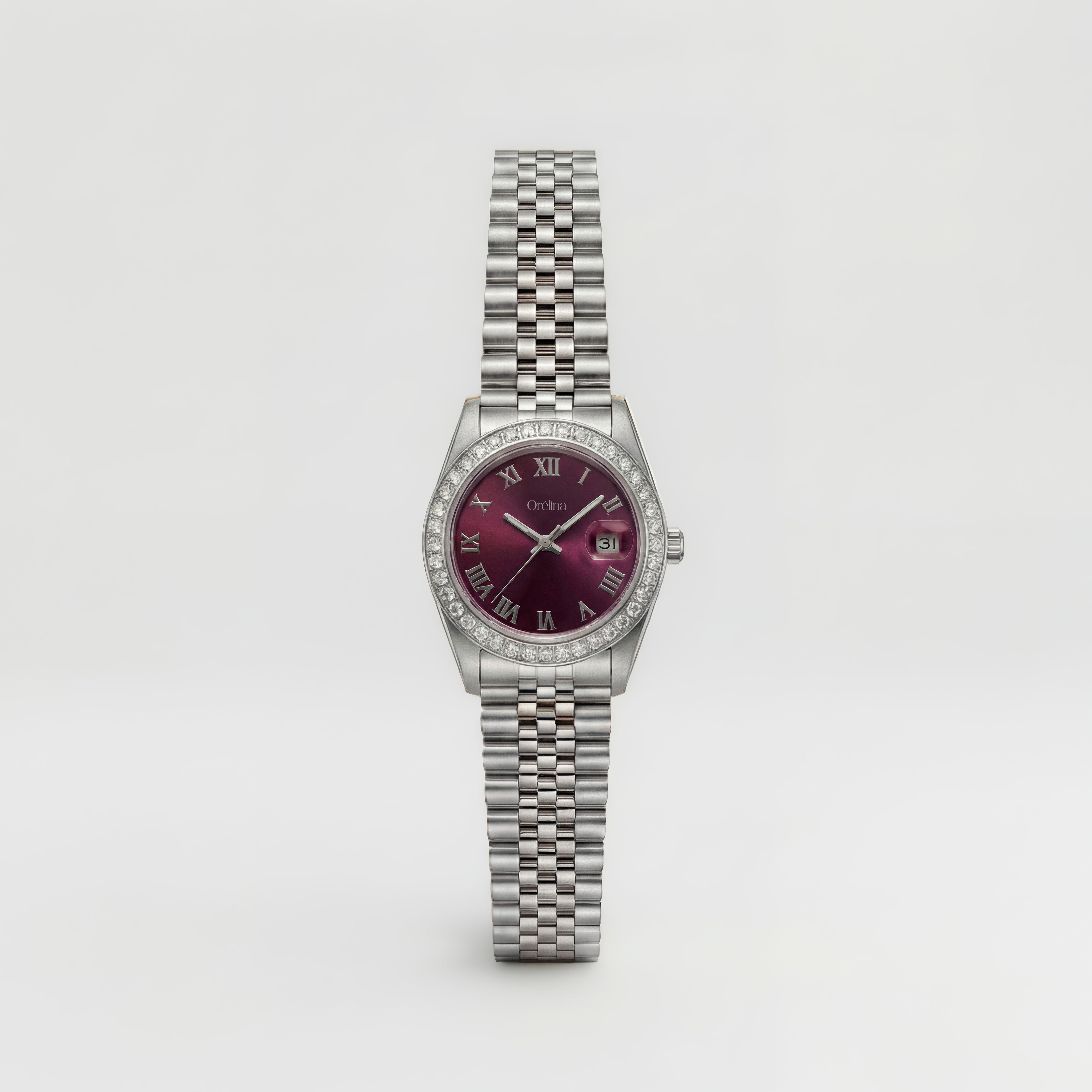 Uhr Luna – Silber Diamant Pflaume