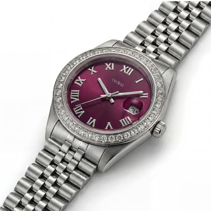 Uhr Luna – Silber Diamant Pflaume