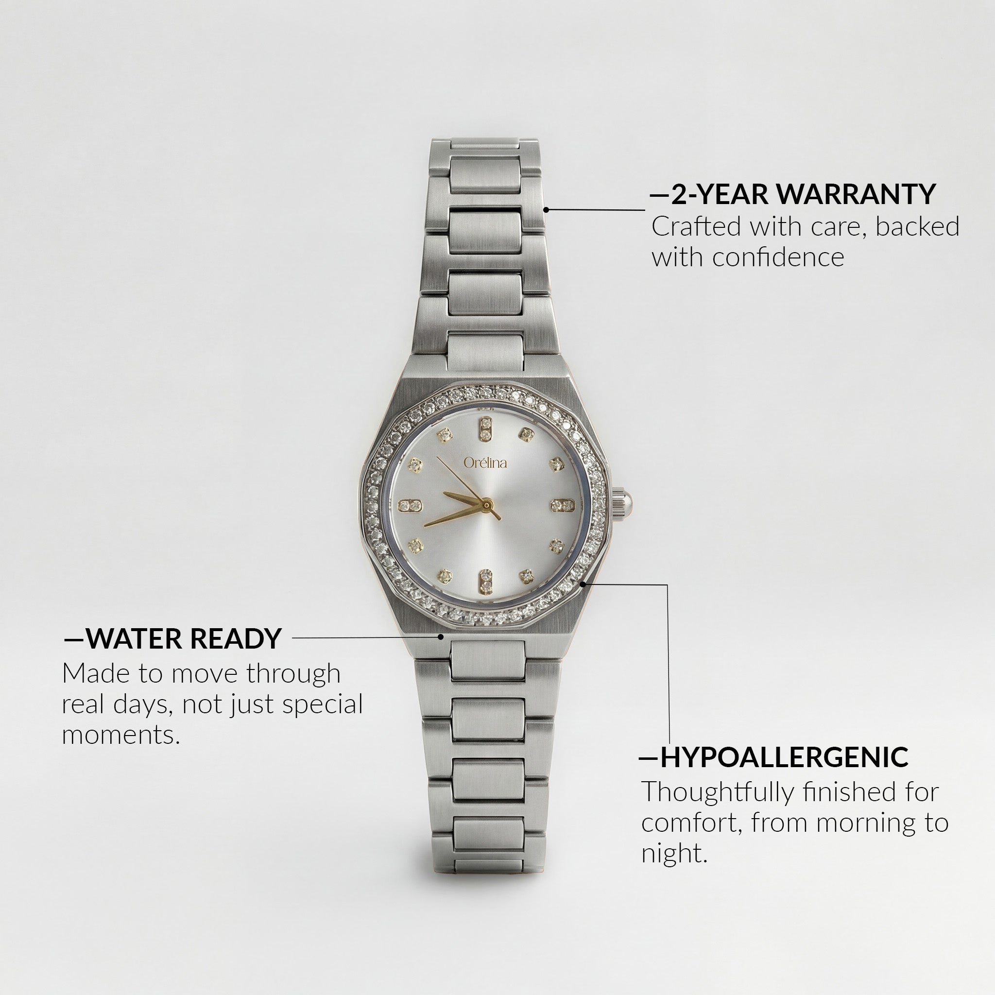 Muse-Uhr – Sanftes Silber