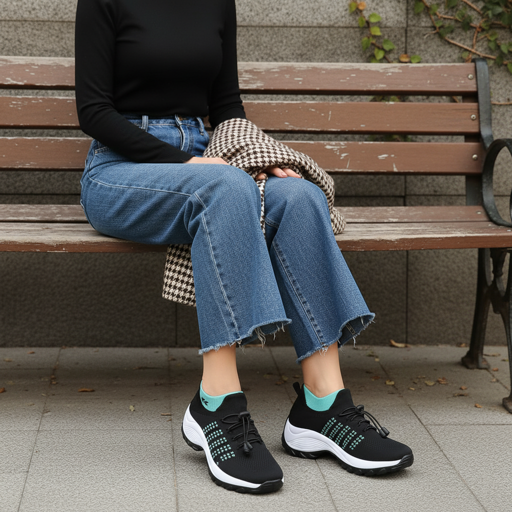 Ambulo Chaussures Orthopédiques Tissu Tricoté - Vert Noir