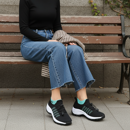 Ambulo Chaussures Orthopédiques Tissu Tricoté - Vert Noir