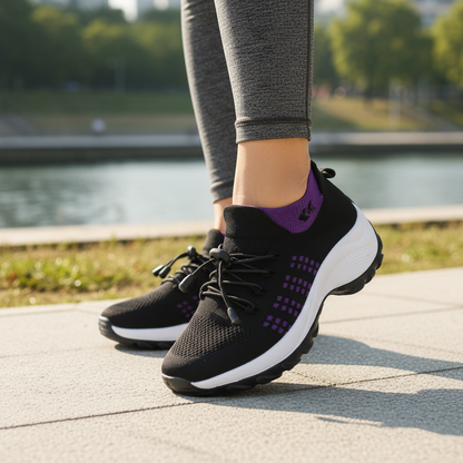 Ambulo Chaussures Orthopédiques Tissu Tricoté - Violet Noir