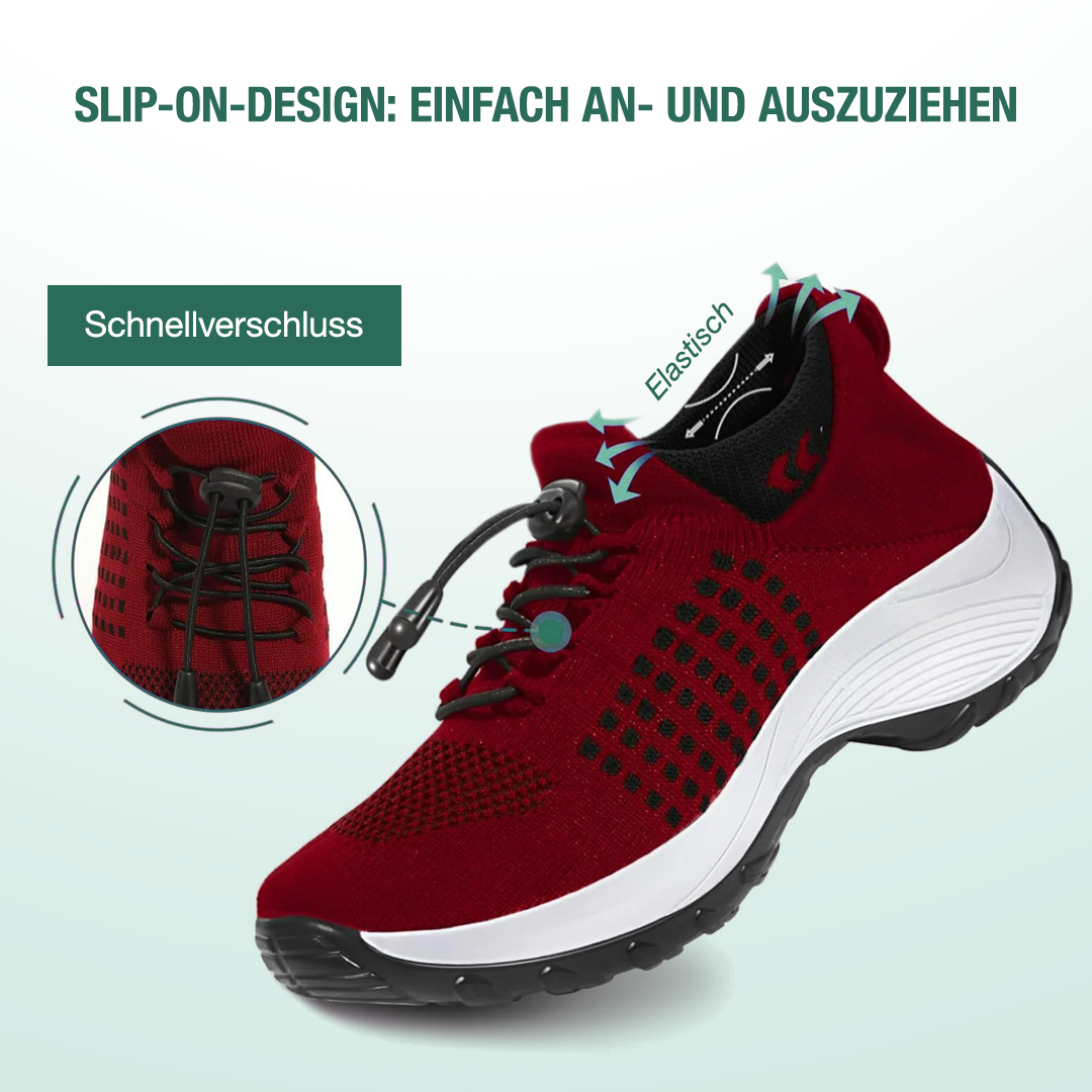 Ambulo Chaussures Orthopédiques Tissu Tricoté - Noir Rouge