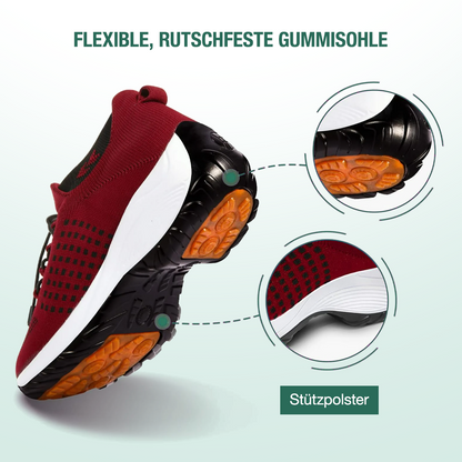 Ambulo Chaussures Orthopédiques Tissu Tricoté - Noir Rouge