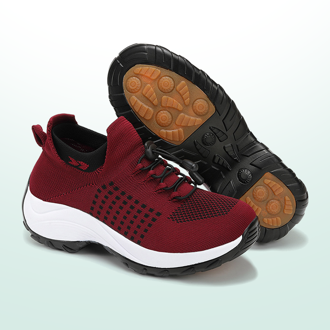 Ambulo Chaussures Orthopédiques Tissu Tricoté - Noir Rouge